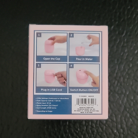 Via Pink LED Humidifier with RGB Light - Picture 3 of 5